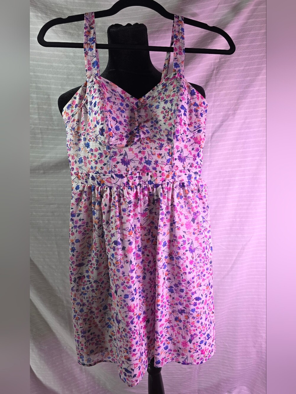 Candie's Pink and Purple Floral Sundress Small